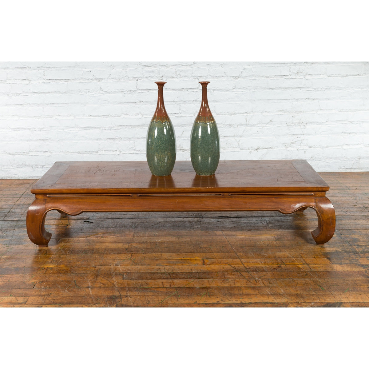 Chinese Qing Dynasty 19th Century Coffee Table with Chow Legs and Carved Apron-3. Asian &amp; Chinese Furniture, Art, Antiques, Vintage Home Décor for sale at FEA Home