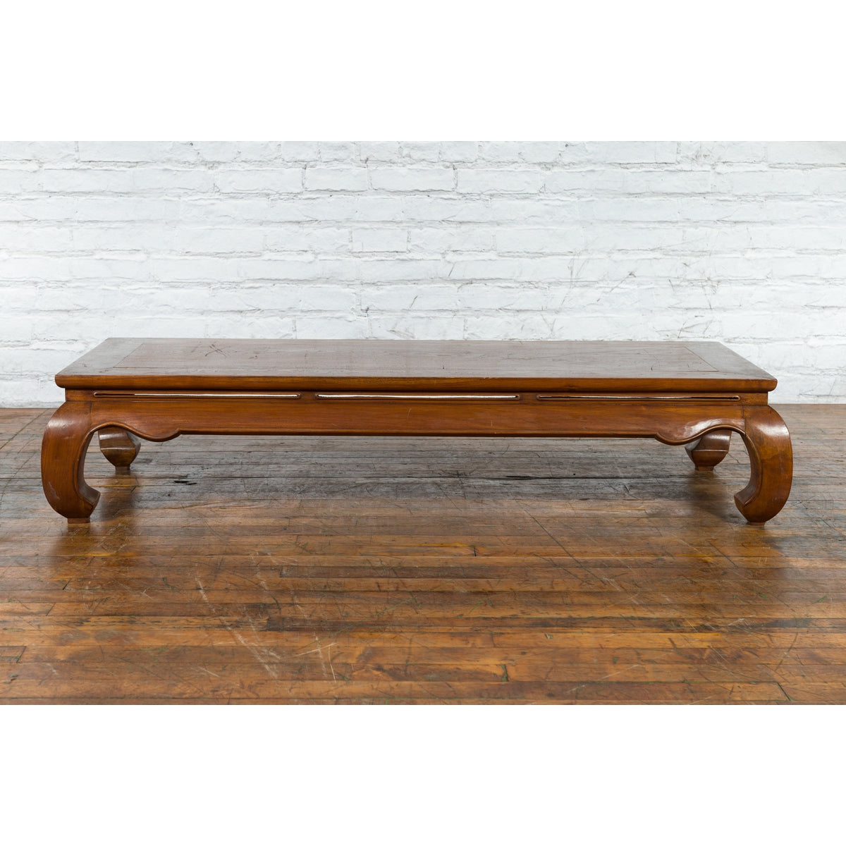 Chinese Qing Dynasty 19th Century Coffee Table with Chow Legs and Carved Apron-4. Asian &amp; Chinese Furniture, Art, Antiques, Vintage Home Décor for sale at FEA Home
