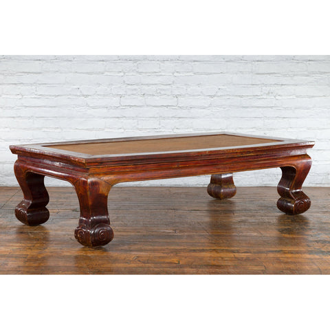 Chinese Qing Dynasty Period 19th Century Elm Coffee Table with Rattan Top - Antique Chinese and Vintage Asian Furniture for Sale at FEA Home