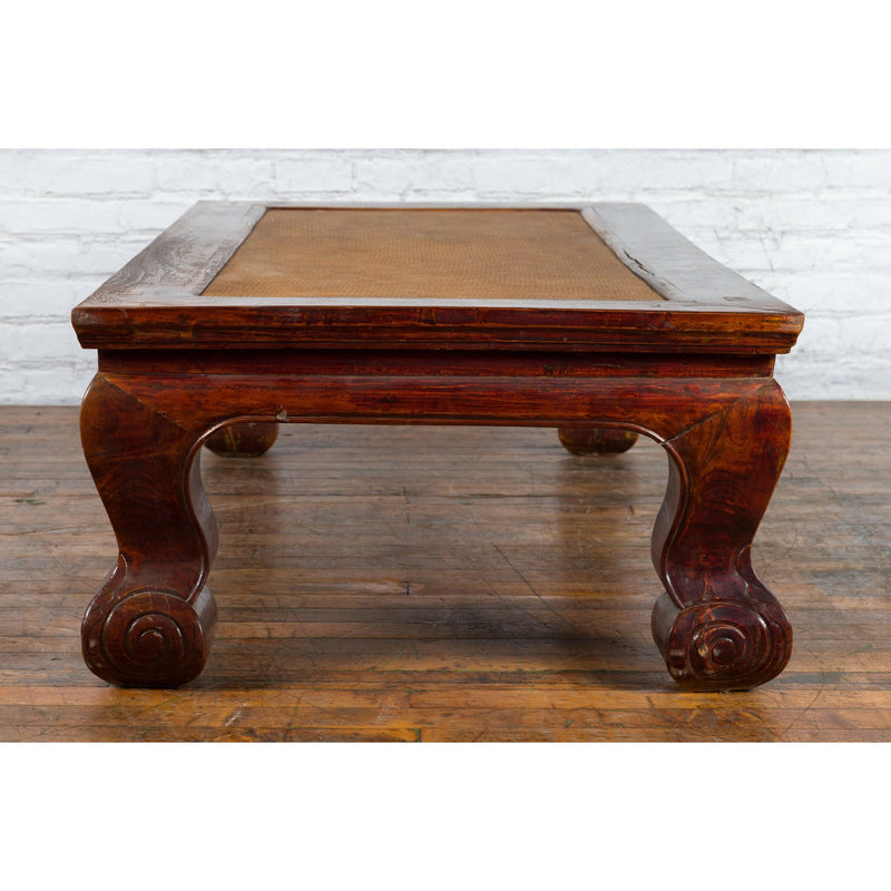 Chinese Qing Dynasty Period 19th Century Elm Coffee Table with Rattan Top - Antique Chinese and Vintage Asian Furniture for Sale at FEA Home