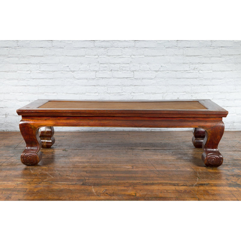 Chinese Qing Dynasty Period 19th Century Elm Coffee Table with Rattan Top - Antique Chinese and Vintage Asian Furniture for Sale at FEA Home