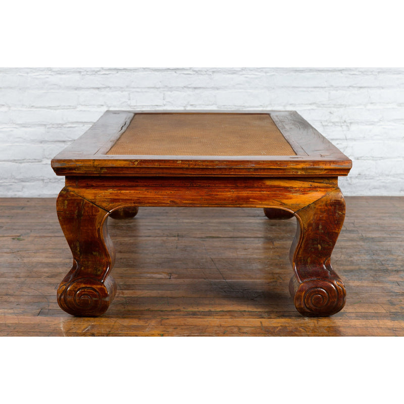 Chinese Qing Dynasty Period 19th Century Elm Coffee Table with Rattan Top - Antique Chinese and Vintage Asian Furniture for Sale at FEA Home