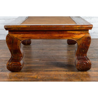 Chinese Qing Dynasty Period 19th Century Elm Coffee Table with Rattan Top