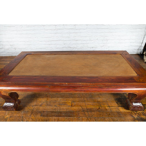 Chinese Qing Dynasty Period 19th Century Elm Coffee Table with Rattan Top - Antique Chinese and Vintage Asian Furniture for Sale at FEA Home