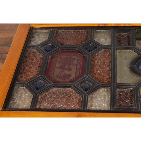 Chinese Qing Dynasty 19th Century Wooden Coffee Table with Stained Glass Top - Antique Chinese and Vintage Asian Furniture for Sale at FEA Home