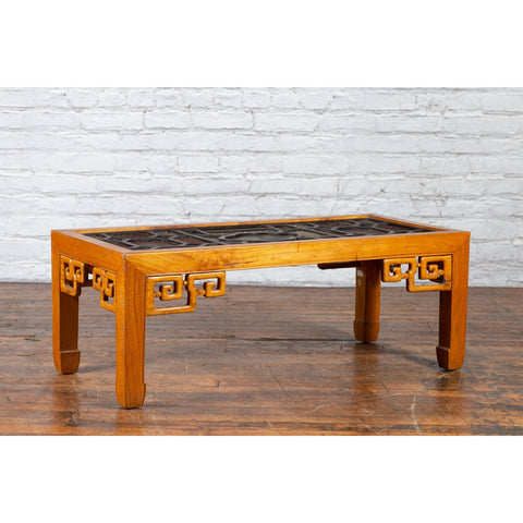 Chinese Qing Dynasty 19th Century Wooden Coffee Table with Stained Glass Top - Antique Chinese and Vintage Asian Furniture for Sale at FEA Home
