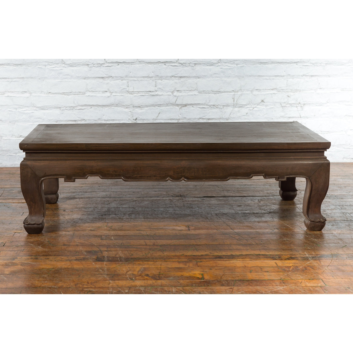 Thai Teak Wood Vintage Coffee Table with Carved Apron and Dark Brown Patina-14. Asian &amp; Chinese Furniture, Art, Antiques, Vintage Home Décor for sale at FEA Home
