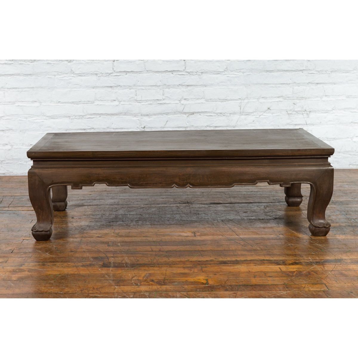 Thai Teak Wood Vintage Coffee Table with Carved Apron and Dark Brown Patina-15. Asian &amp; Chinese Furniture, Art, Antiques, Vintage Home Décor for sale at FEA Home
