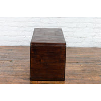 Burmese Vintage Waterfall Coffee Table with Opium Mat Inset and Scrolling Feet