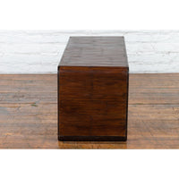 Burmese Vintage Waterfall Coffee Table with Opium Mat Inset and Scrolling Feet