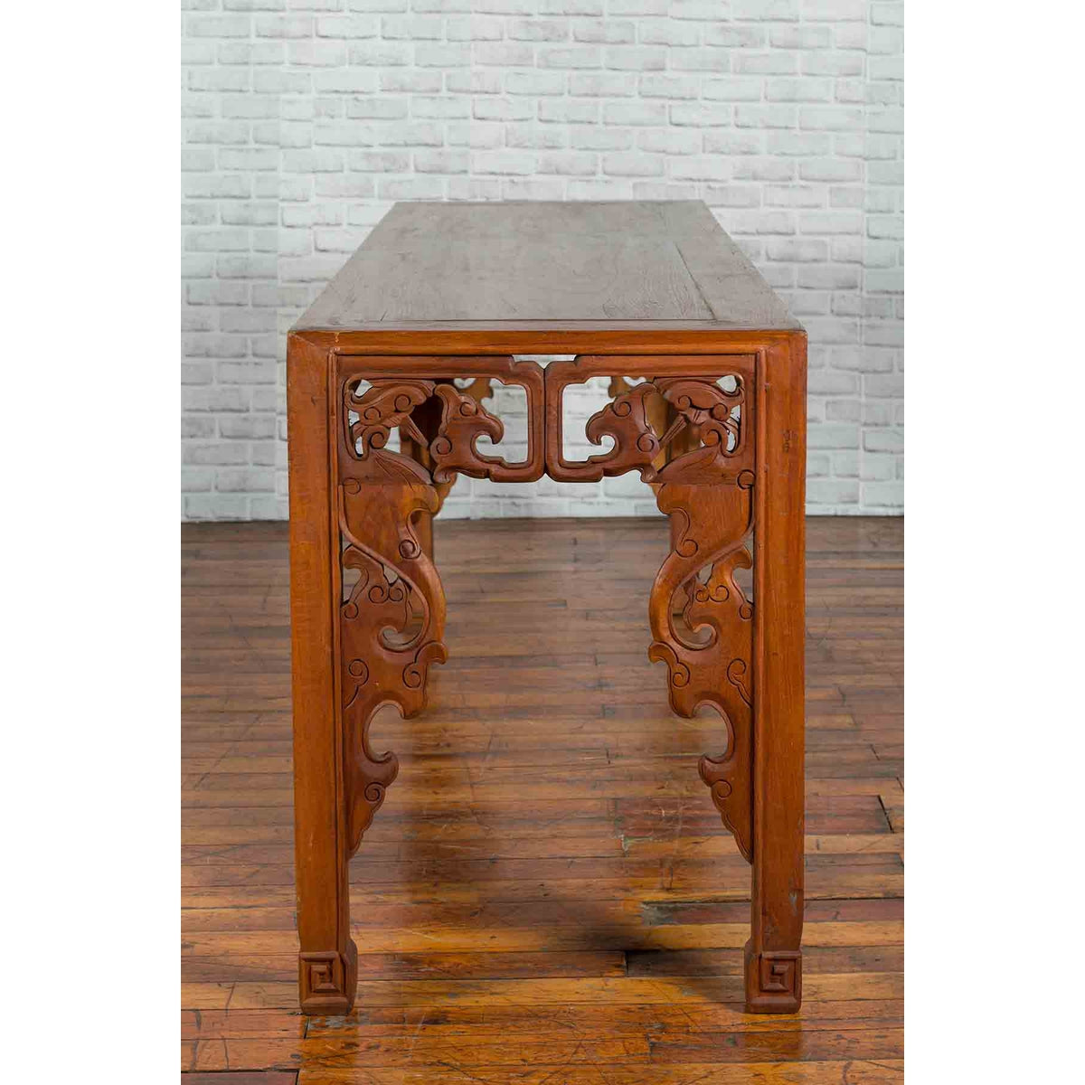 Chinese 19th Century Console Table with Cloud-Carved Apron and Scrolling Feet-11. Asian &amp; Chinese Furniture, Art, Antiques, Vintage Home Décor for sale at FEA Home