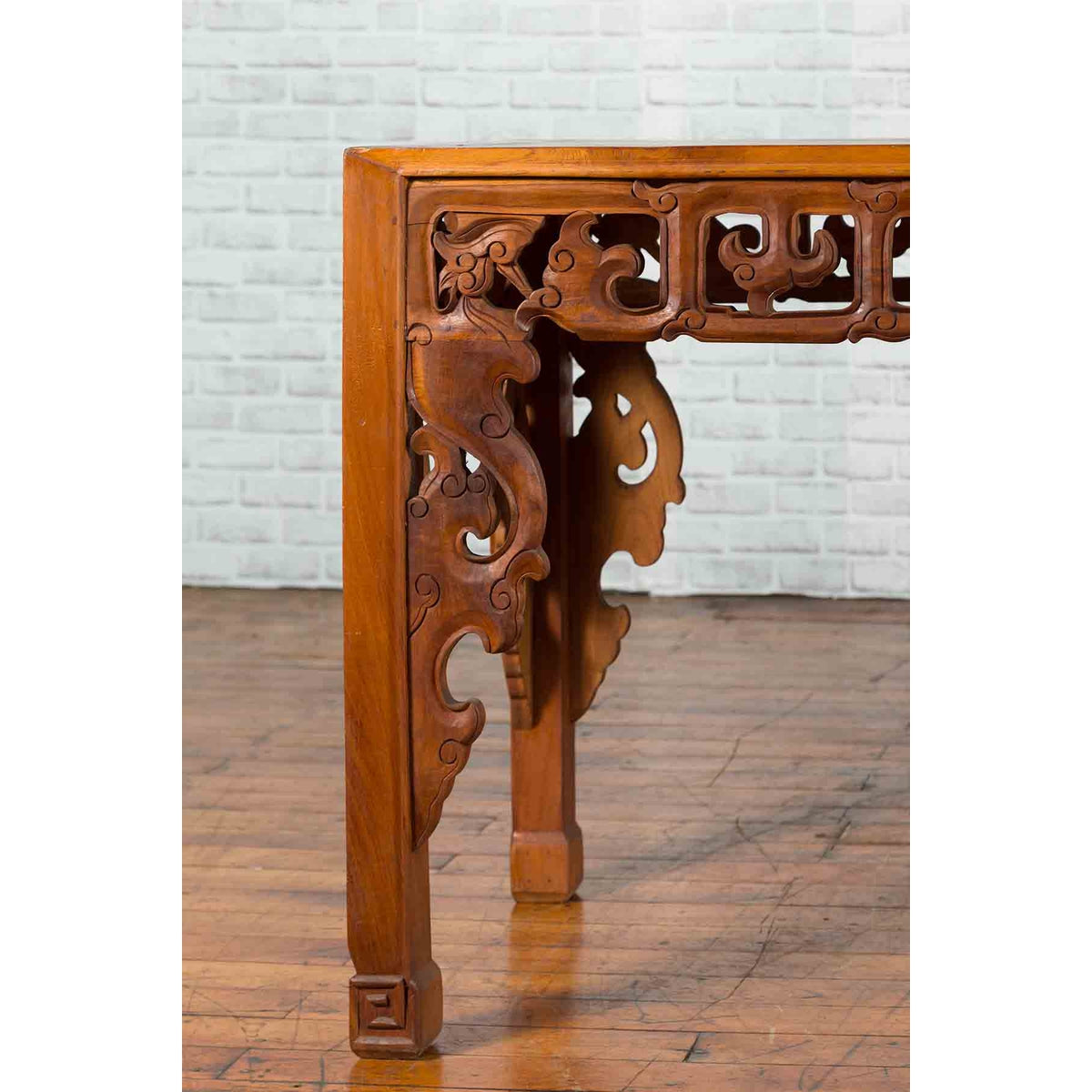 Chinese 19th Century Console Table with Cloud-Carved Apron and Scrolling Feet-5. Asian &amp; Chinese Furniture, Art, Antiques, Vintage Home Décor for sale at FEA Home