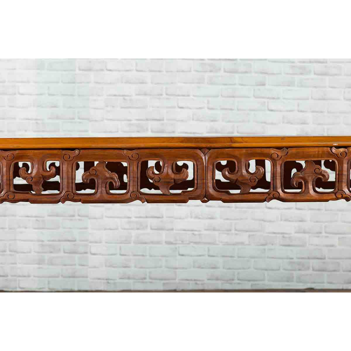 Chinese 19th Century Console Table with Cloud-Carved Apron and Scrolling Feet-6. Asian &amp; Chinese Furniture, Art, Antiques, Vintage Home Décor for sale at FEA Home