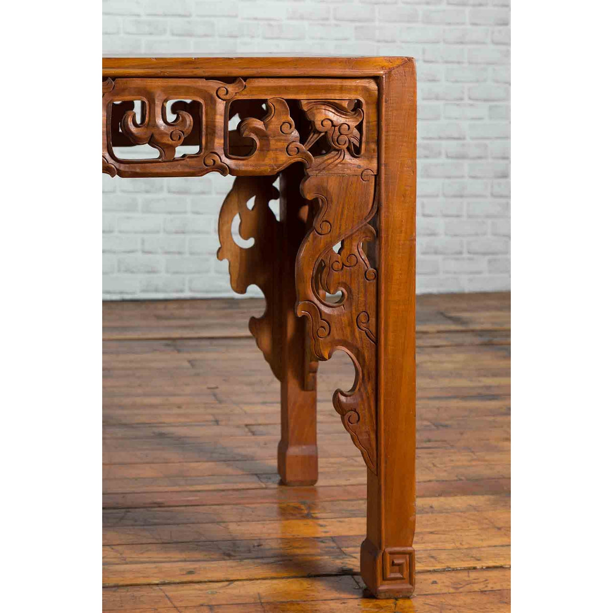 Chinese 19th Century Console Table with Cloud-Carved Apron and Scrolling Feet-7. Asian &amp; Chinese Furniture, Art, Antiques, Vintage Home Décor for sale at FEA Home