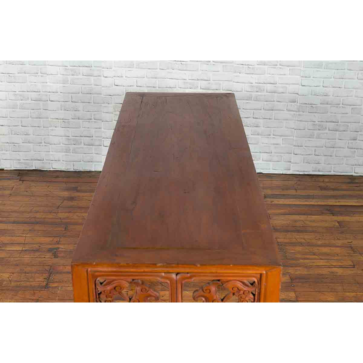 Chinese 19th Century Console Table with Cloud-Carved Apron and Scrolling Feet-8. Asian &amp; Chinese Furniture, Art, Antiques, Vintage Home Décor for sale at FEA Home