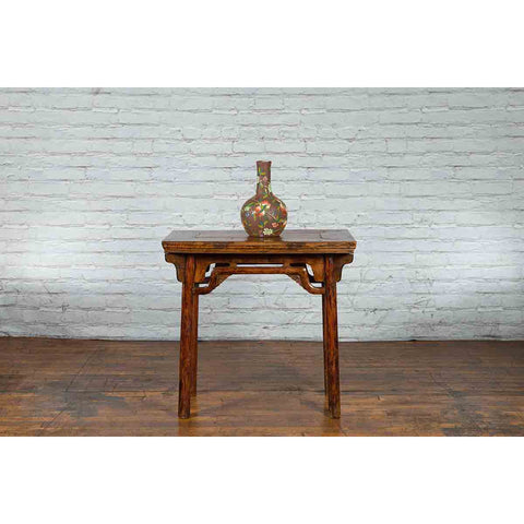 Chinese Qing Dynasty Ming Style Elmwood Wine Table with Distressed Patina-YN3391-14. Asian & Chinese Furniture, Art, Antiques, Vintage Home Décor for sale at FEA Home