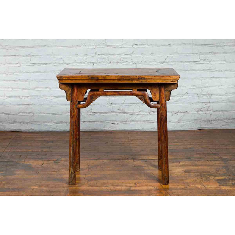 Chinese Qing Dynasty Ming Style Elmwood Wine Table with Distressed Patina-YN3391-16. Asian & Chinese Furniture, Art, Antiques, Vintage Home Décor for sale at FEA Home