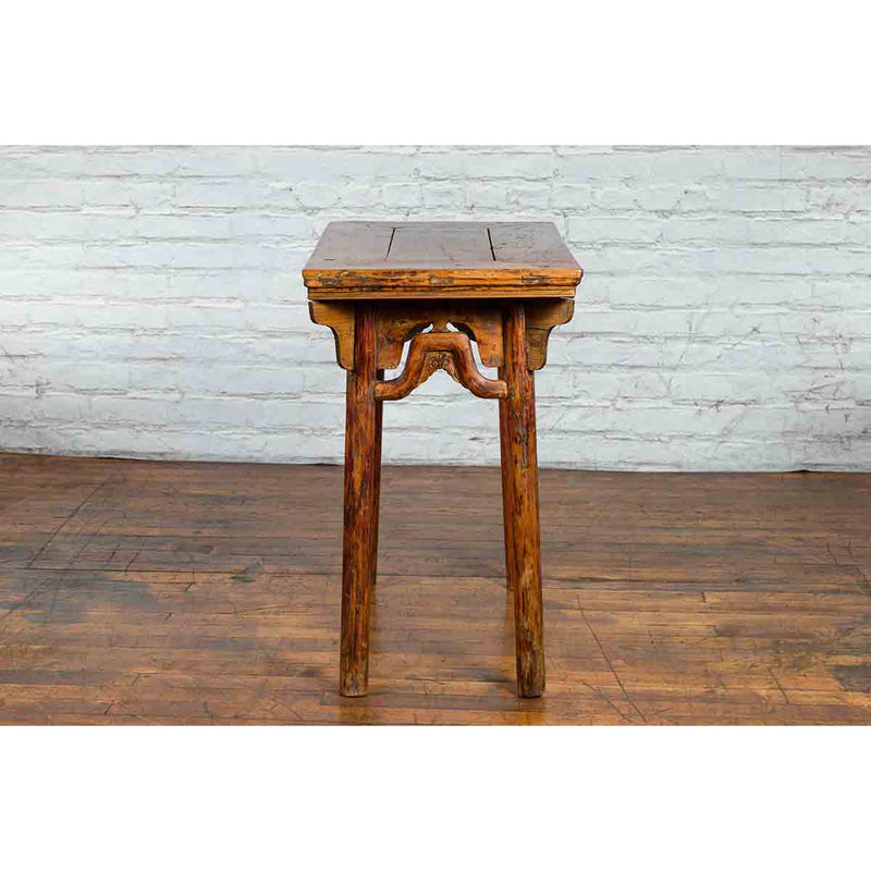 Chinese Qing Dynasty Ming Style Elmwood Wine Table with Distressed Patina-YN3391-17. Asian & Chinese Furniture, Art, Antiques, Vintage Home Décor for sale at FEA Home