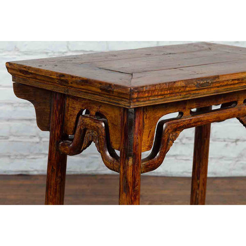 Chinese Qing Dynasty Ming Style Elmwood Wine Table with Distressed Patina-YN3391-3. Asian & Chinese Furniture, Art, Antiques, Vintage Home Décor for sale at FEA Home