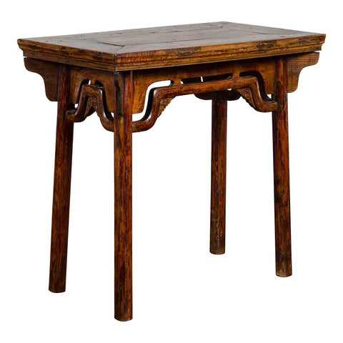 Chinese Qing Dynasty Ming Style Elmwood Wine Table with Distressed Patina-YN3391-1. Asian & Chinese Furniture, Art, Antiques, Vintage Home Décor for sale at FEA Home