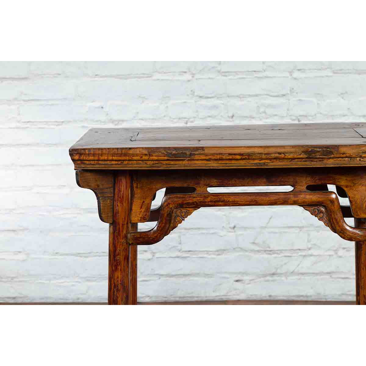 Chinese Qing Dynasty Ming Style Elmwood Wine Table with Distressed Patina-5. Asian &amp; Chinese Furniture, Art, Antiques, Vintage Home Décor for sale at FEA Home