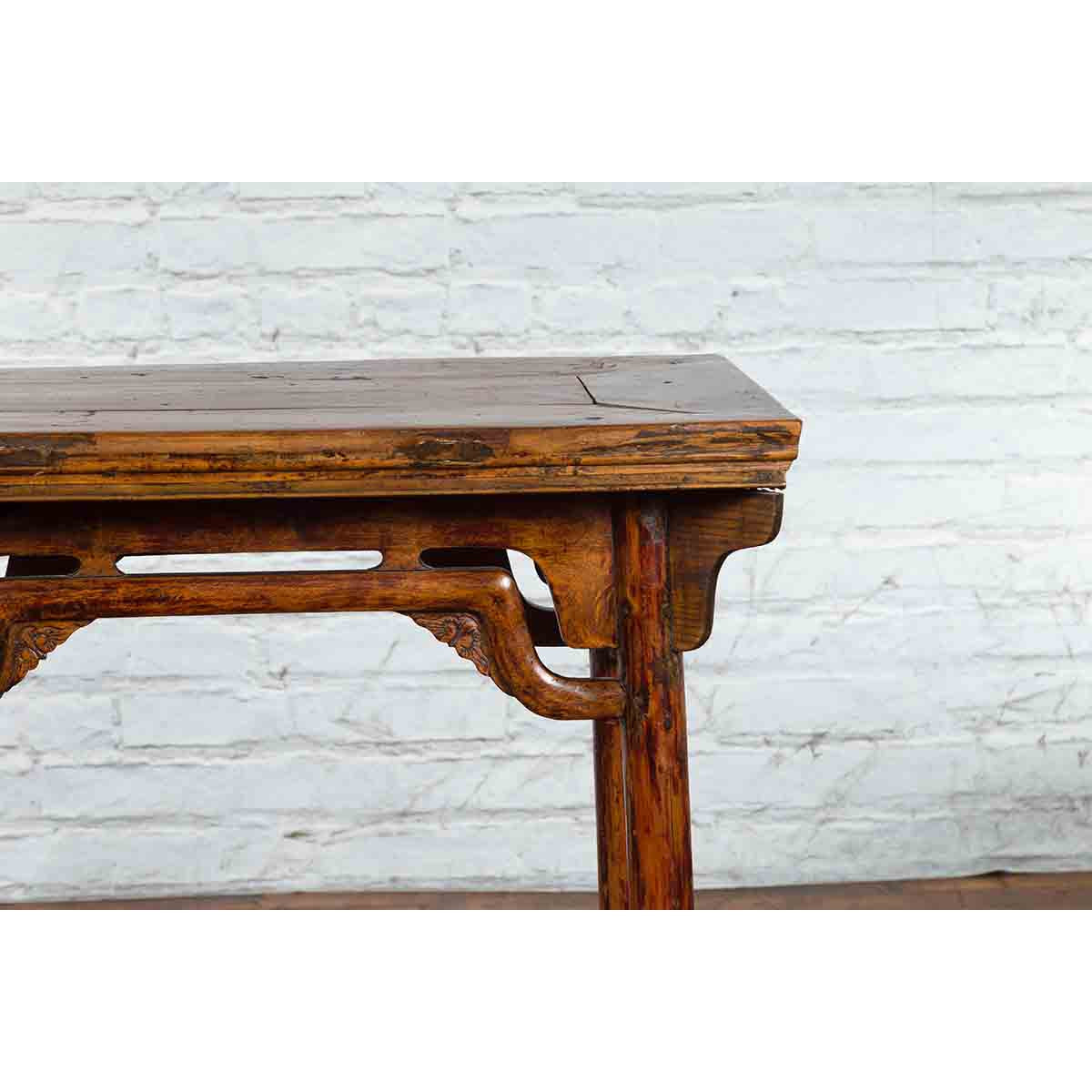 Chinese Qing Dynasty Ming Style Elmwood Wine Table with Distressed Patina-6. Asian &amp; Chinese Furniture, Art, Antiques, Vintage Home Décor for sale at FEA Home