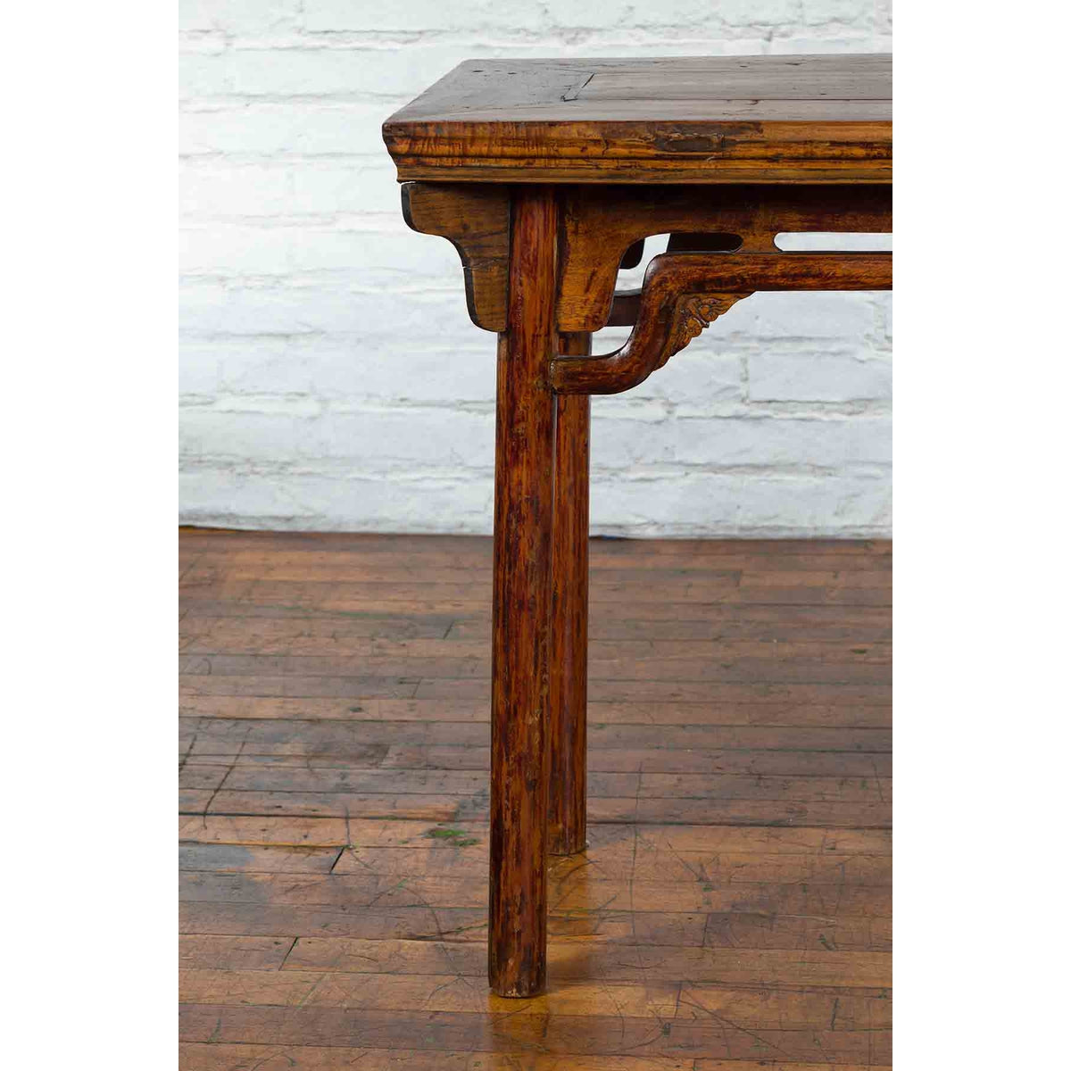 Chinese Qing Dynasty Ming Style Elmwood Wine Table with Distressed Patina-7. Asian &amp; Chinese Furniture, Art, Antiques, Vintage Home Décor for sale at FEA Home
