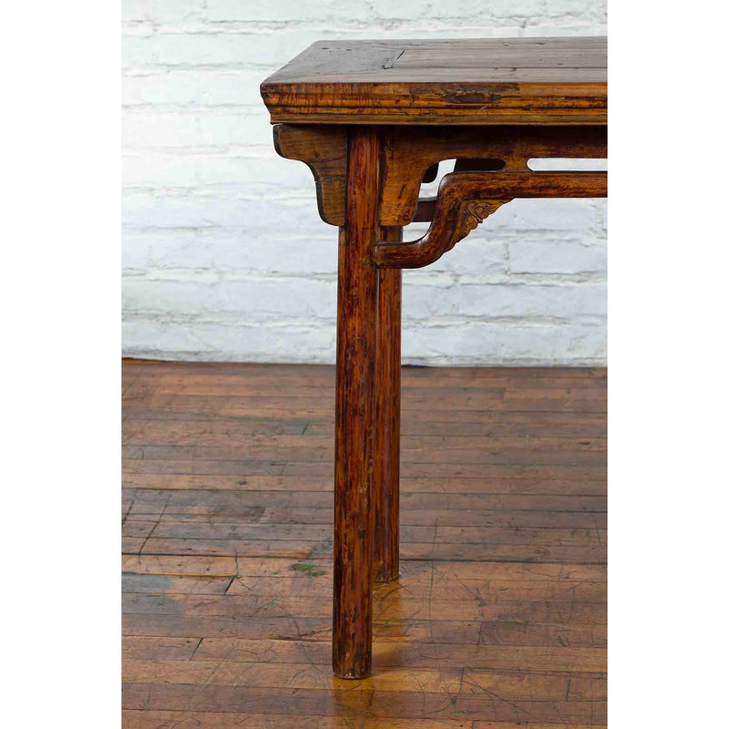 Chinese Qing Dynasty Ming Style Elmwood Wine Table with Distressed Patina-YN3391-7. Asian & Chinese Furniture, Art, Antiques, Vintage Home Décor for sale at FEA Home