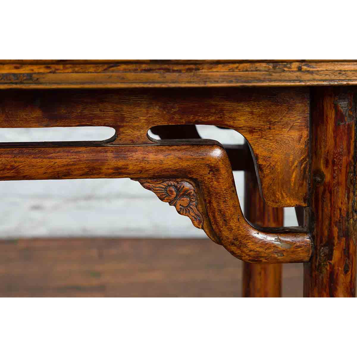 Chinese Qing Dynasty Ming Style Elmwood Wine Table with Distressed Patina-11. Asian &amp; Chinese Furniture, Art, Antiques, Vintage Home Décor for sale at FEA Home