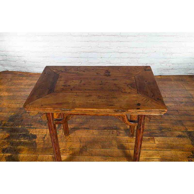 Chinese Qing Dynasty Ming Style Elmwood Wine Table with Distressed Patina-YN3391-12. Asian & Chinese Furniture, Art, Antiques, Vintage Home Décor for sale at FEA Home