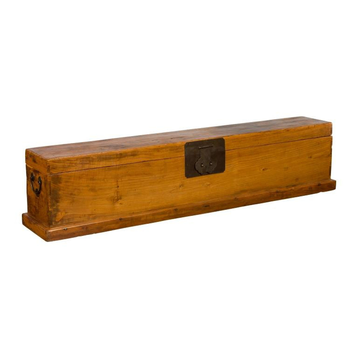 Chinese Qing Dynasty 19th Century Long Wooden Scroll Box with Brass Hardware-1. Asian & Chinese Furniture, Art, Antiques, Vintage Home Décor for sale at FEA Home