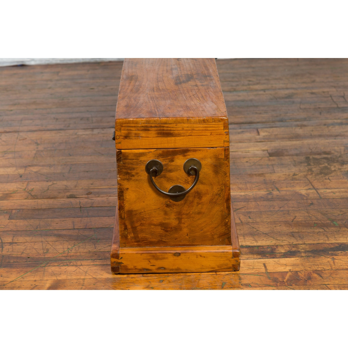 Chinese Qing Dynasty 19th Century Long Wooden Scroll Box with Brass Hardware-17. Asian &amp; Chinese Furniture, Art, Antiques, Vintage Home Décor for sale at FEA Home