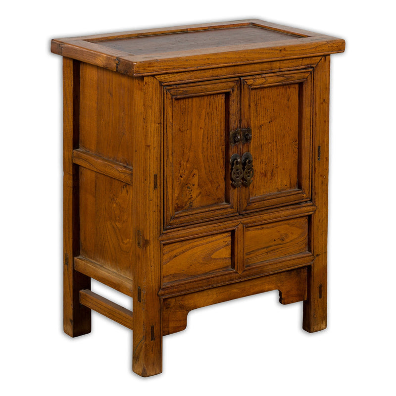 Chinese Late Qing Dynasty Period Bedside Wooden Cabinet with Two Small Doors-YN3398-1. Asian & Chinese Furniture, Art, Antiques, Vintage Home Décor for sale at FEA Home