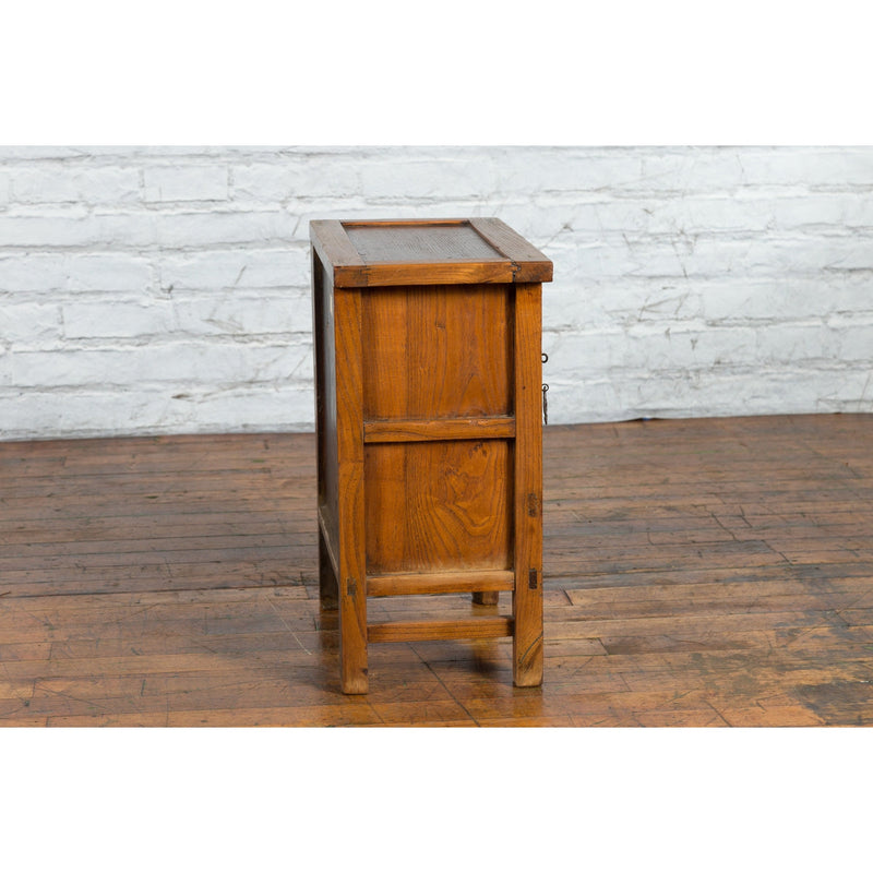 Chinese Late Qing Dynasty Period Bedside Wooden Cabinet with Two Small Doors-YN3398-15. Asian & Chinese Furniture, Art, Antiques, Vintage Home Décor for sale at FEA Home