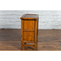 Chinese Late Qing Dynasty Period Bedside Wooden Cabinet with Two Small Doors
