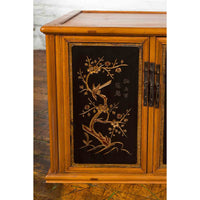Two Chinese Qing Dynasty Fruitwood Side Cabinets with Carved Décor, Sold Each