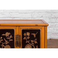 Two Chinese Qing Dynasty Fruitwood Side Cabinets with Carved Décor, Sold Each