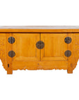 Chinese Antique Elm Wood Sideboard with Carved Spandrels and Bronze Hardware-1. Asian & Chinese Furniture, Art, Antiques, Vintage Home Décor for sale at FEA Home