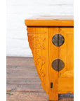 Chinese Antique Elm Wood Sideboard with Carved Spandrels and Bronze Hardware-11. Asian & Chinese Furniture, Art, Antiques, Vintage Home Décor for sale at FEA Home