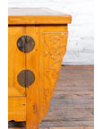 Chinese Antique Elm Wood Sideboard with Carved Spandrels and Bronze Hardware-12. Asian & Chinese Furniture, Art, Antiques, Vintage Home Décor for sale at FEA Home