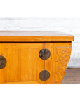 Chinese Antique Elm Wood Sideboard with Carved Spandrels and Bronze Hardware-7. Asian & Chinese Furniture, Art, Antiques, Vintage Home Décor for sale at FEA Home