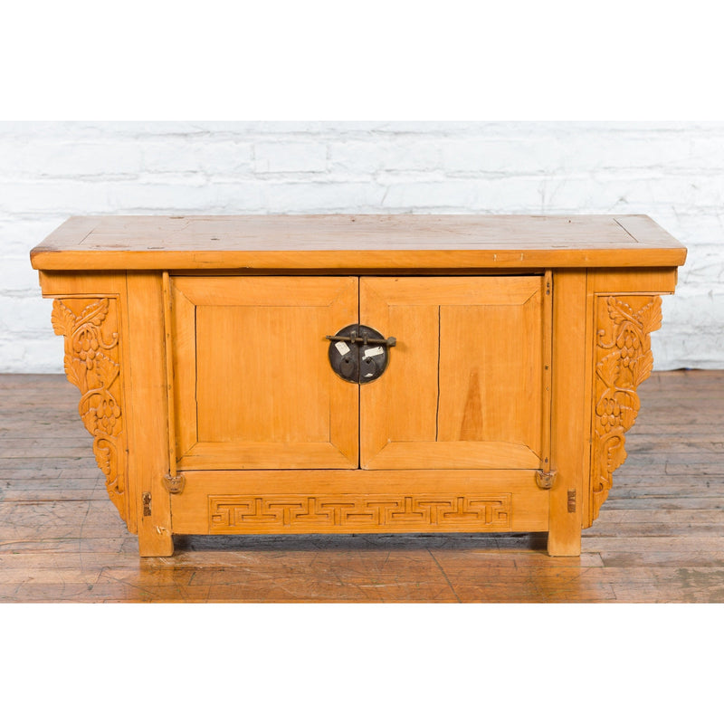 19th Century Qing Dynasty Period Chinese Elm Wood Carved Butterfly Sideboard-YN3407-2. Asian & Chinese Furniture, Art, Antiques, Vintage Home Décor for sale at FEA Home