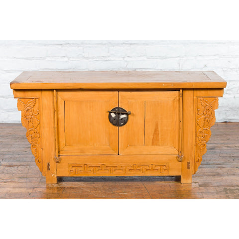 19th Century Qing Dynasty Period Chinese Elm Wood Carved Butterfly Sideboard-YN3407-2. Asian & Chinese Furniture, Art, Antiques, Vintage Home Décor for sale at FEA Home
