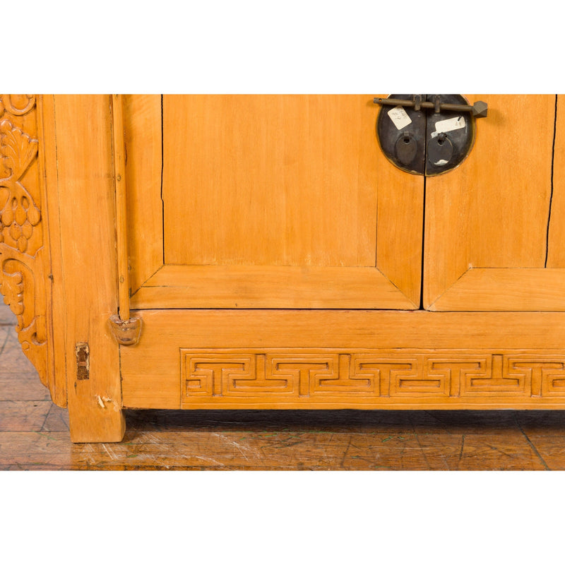 19th Century Qing Dynasty Period Chinese Elm Wood Carved Butterfly Sideboard-YN3407-7. Asian & Chinese Furniture, Art, Antiques, Vintage Home Décor for sale at FEA Home