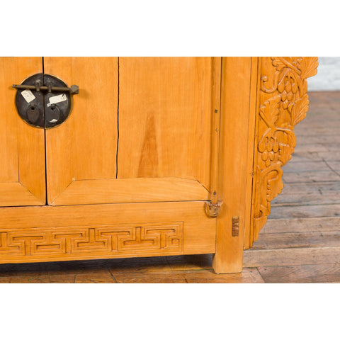 19th Century Qing Dynasty Period Chinese Elm Wood Carved Butterfly Sideboard-YN3407-8. Asian & Chinese Furniture, Art, Antiques, Vintage Home Décor for sale at FEA Home