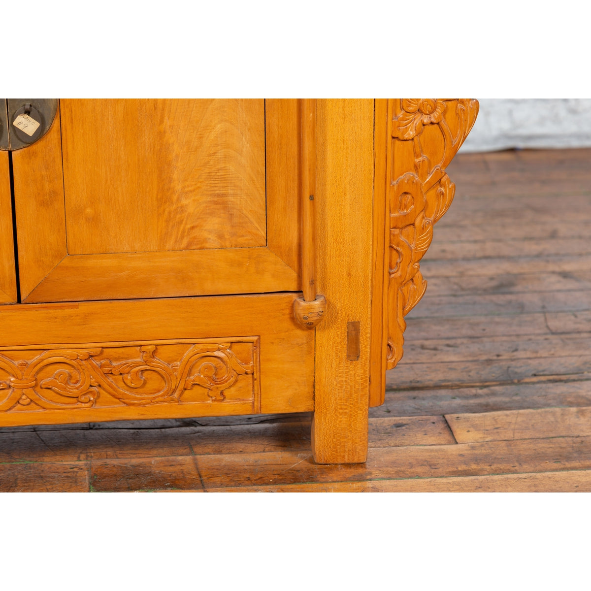 Chinese Early 20th Century Elm Sideboard with Carved Spandrels and Apron-12. Asian &amp; Chinese Furniture, Art, Antiques, Vintage Home Décor for sale at FEA Home