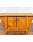 Chinese Early 20th Century Elm Sideboard with Carved Spandrels and Apron-2. Asian & Chinese Furniture, Art, Antiques, Vintage Home Décor for sale at FEA Home