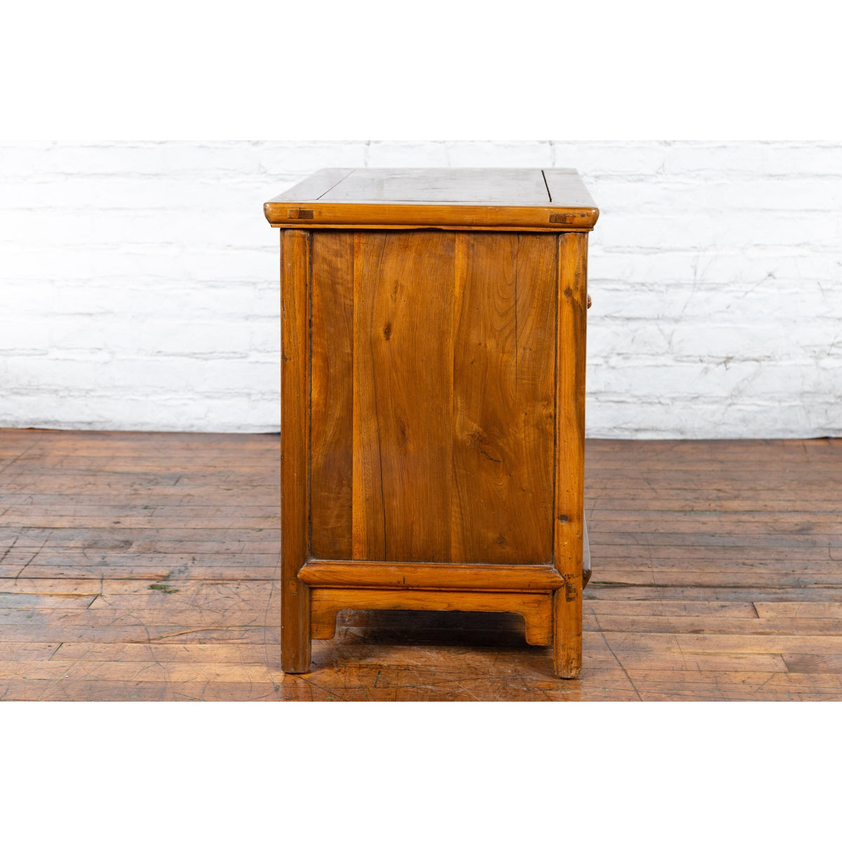 Chinese Early 20th Century Elmwood Side Chest with Bronze Medallion Hardware-12. Asian &amp; Chinese Furniture, Art, Antiques, Vintage Home Décor for sale at FEA Home