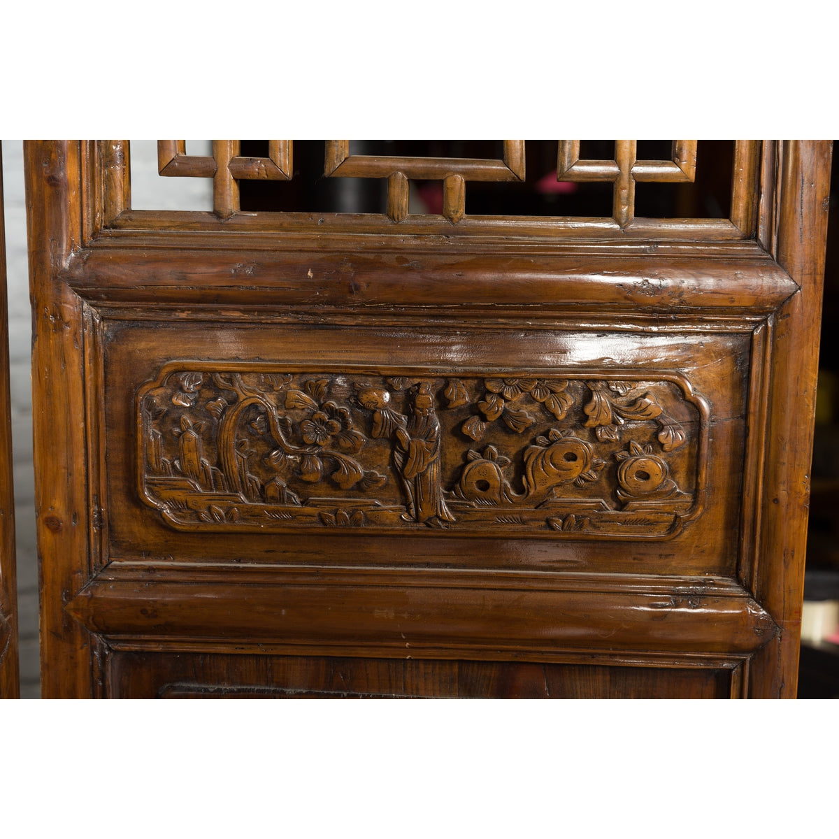 Set of Four Qing Dynasty Elmwood Open Fretwork Panels with Delicate Carvings-6. Asian &amp; Chinese Furniture, Art, Antiques, Vintage Home Décor for sale at FEA Home