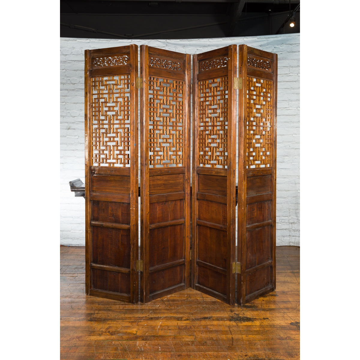 Set of Four Qing Dynasty Elmwood Open Fretwork Panels with Delicate Carvings-2. Asian & Chinese Furniture, Art, Antiques, Vintage Home Décor for sale at FEA Home